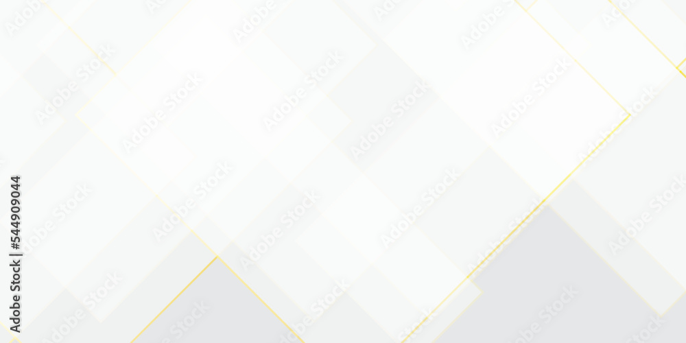 Poster abstract white, gray and golden geometric square pattern design of technology background with shadow