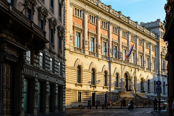 Fototapeta premium Roma, palazzo Montecitorio, Camera dei Deputati, Piazza del Parlamento