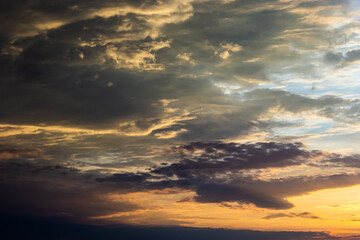Fototapeta na wymiar sunset sky with multicolor clouds. Dramatic twilight sky background