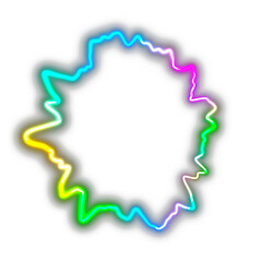 Fototapeta na wymiar Round neon light on a transparent png background. Neon frame for your design. 