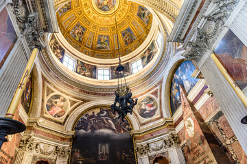Roma chiesa di Santa Maria del Popolo, Piazza del Popolo - obrazy, fototapety, plakaty