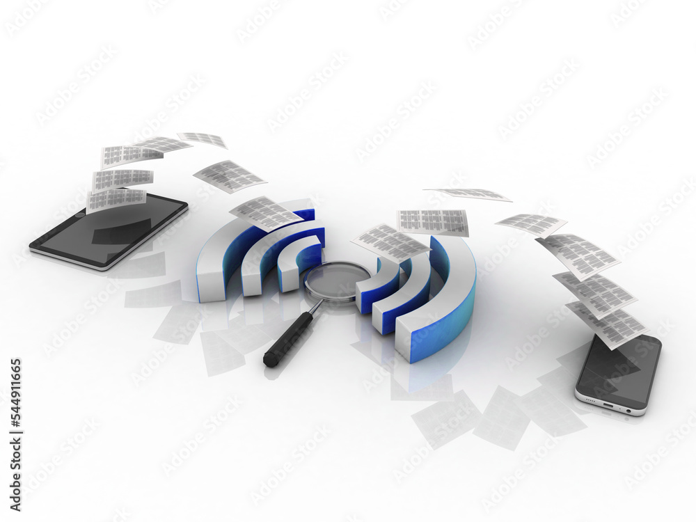 Aufkleber 3d rendering transmitter mobile wifi
