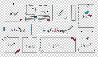 Note Pad Icons Set - Simple Flat Vector Illustrations Isolated On Transparent Background