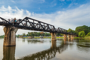 Fototapeta na wymiar River Kwai bridge in Kanchanaburi Thailand