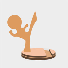 Smartphone stand sportsmen isolated on grey background