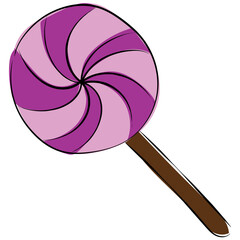 Swirl Lollipop Colored Sketchy Vector Icon