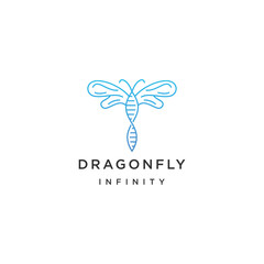 Dragonfly line design with infinity style logo template flat vector