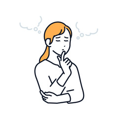 悩む若い女性のシンプルなベクターイラスト素材