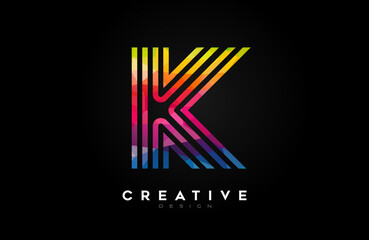 Vibrant Lines Letter K Logo with Lines and Monogram Creative Style Design Vector