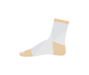 Elastic bandage, skin leg logo design. Accident patient. Foot bandage, Ankle Sprain Injury. First aid kit, medical content vector design and illustration.
