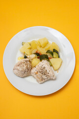 Clean food, Boiled chicken breasts with vegetables.