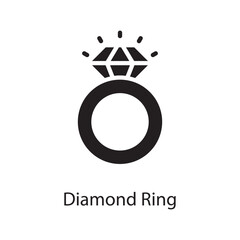 Diamond Ring Vector Solid Icon Design illustration. Love Symbol on White background EPS 10 File