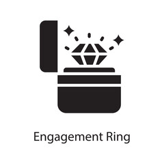 Engagement Ring Vector Solid Icon Design illustration. Love Symbol on White background EPS 10 File