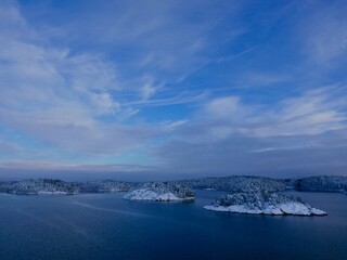 Fototapeta premium cold morning in archipelago of Stockholm, 