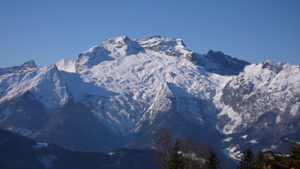 Fototapeta na wymiar La Clusaz France Ski Blue Ski Piste Holiday Alps