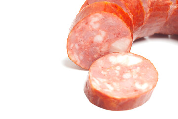 Krakow sausage isolated on white background