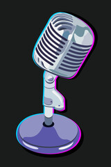 Microphone. Vector illustration on dark background. Retro concept.