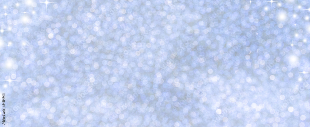 Wall mural abstract blur beautiful glowing blue color gradient background with shining falling snowflakes cryst