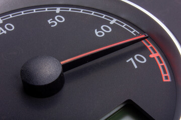 Car gauges - tachometer - black dial, red needle, chrome