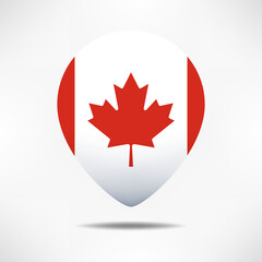  Canada map pointers flag with shadow. Pin flag