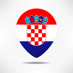 Naklejka premium Croatia map pointers flag with shadow. Pin flag