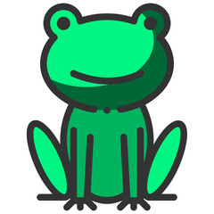 Vector frog filled line icon on the empty white background