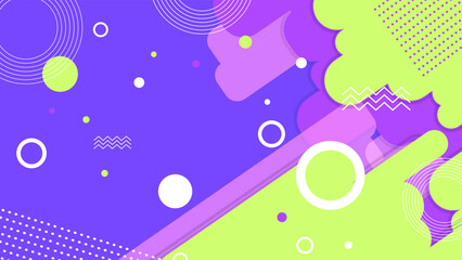 Modern abstract presentation design with colorful memphis style on purple background, minimal covers design. Minimalist geometric background, vector illustration