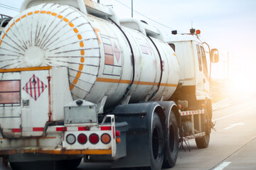 Trucks transporting dangerous chemical on the road