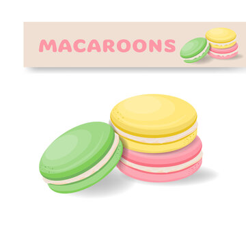 Detailed Icon. Macaroons, vector illustration isolated on a white background