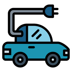 electric car filled outline icon style