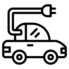 electric car line icon style