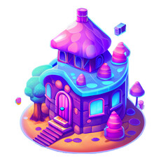 Illustration of a Jelly Candy House isometric isolated on a transparent background