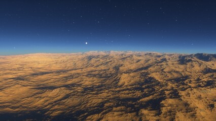 alien planet landscape, science fiction illustration, view from a beautiful planet, beautiful space background 3d render
