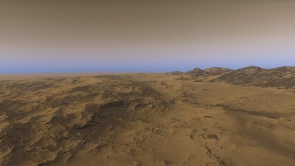 Exoplanet fantastic landscape. Beautiful views of the mountains and sky with unexplored planets. 3D illustration.
