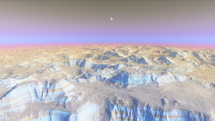 alien planet landscape, science fiction illustration, view from a beautiful planet, beautiful space background 3d render
