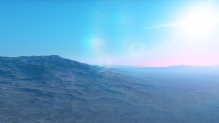 alien planet landscape, science fiction illustration, view from a beautiful planet, beautiful space background 3d render
