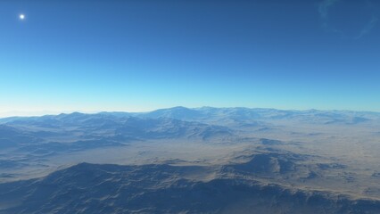 science fiction wallpaper, cosmic landscape, realistic exoplanet, abstract cosmic texture, beautiful alien planet in far space, detailed planet surface, abstract aerial view, abstract texture 3d rende