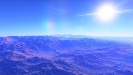 science fiction wallpaper, cosmic landscape, realistic exoplanet, abstract cosmic texture, beautiful alien planet in far space, detailed planet surface, abstract aerial view, abstract texture 3d rende