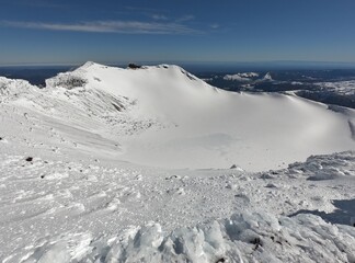 snow covered mountains, lonquimay volcano summit in Chile
