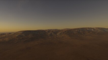 Exoplanet fantastic landscape. Beautiful views of the mountains and sky with unexplored planets. 3D illustration.
