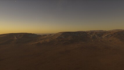 Obraz premium Exoplanet fantastic landscape. Beautiful views of the mountains and sky with unexplored planets. 3D illustration. 