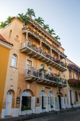 Beautiful shot of a facade in Cartagena, Colombia