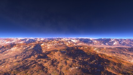 alien planet landscape, science fiction illustration, view from a beautiful planet, beautiful space background 3d render
