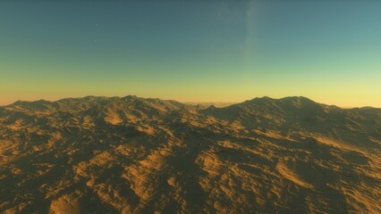 landscape on planet Mars, scenic desert scene on the red planet
