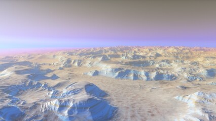Fototapeta premium landscape on planet Mars, scenic desert scene on the red planet 