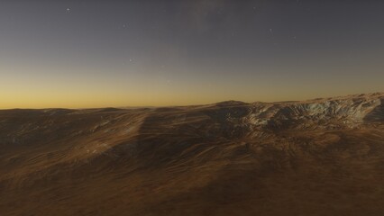 landscape on planet Mars, scenic desert scene on the red planet
