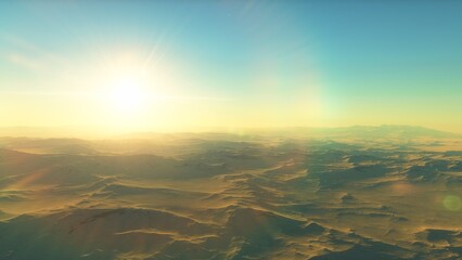 landscape on planet Mars, scenic desert scene on the red planet
