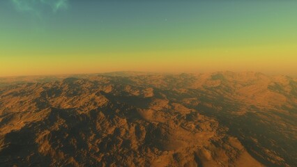 landscape on planet Mars, scenic desert scene on the red planet
