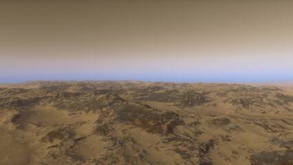 landscape on planet Mars, scenic desert scene on the red planet
