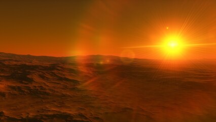 landscape on planet Mars, scenic desert scene on the red planet
